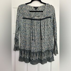 Lucky Brand Women's Blue Patterned Top